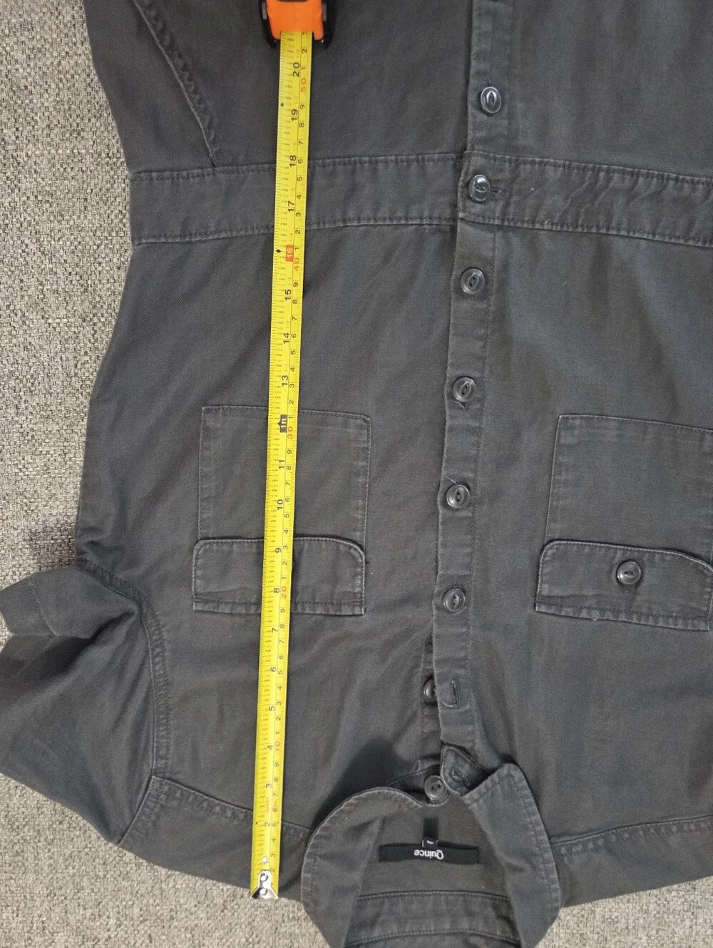 Quince Cotton Linen Twill Short Sleeve Coverall Jumpsuit in Charcoal Size S